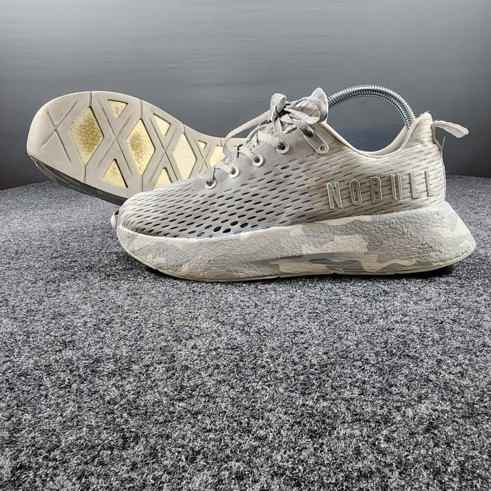 NOBULL Runner+ Plus Women 10 Grey White Camo Perforated Training Sneakers